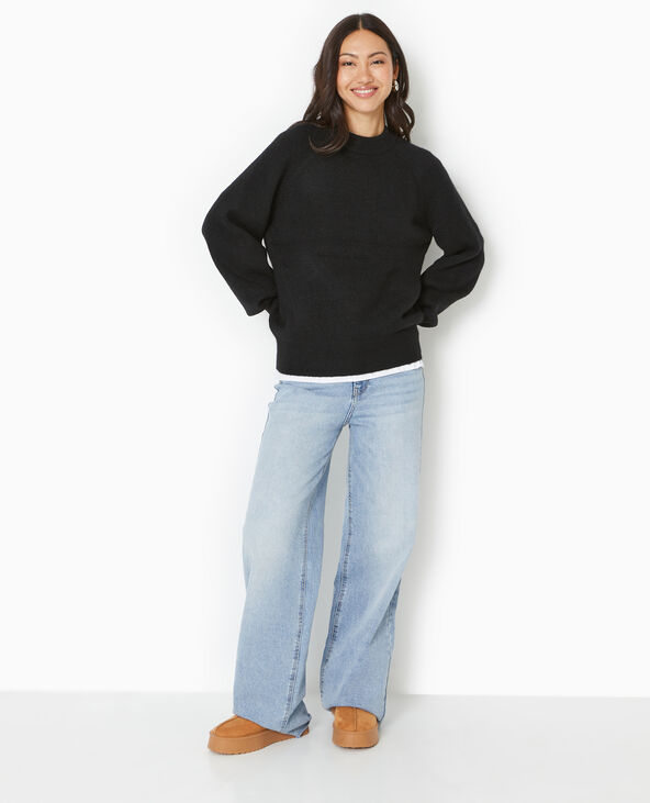 Pull oversize col rond manches raglans noir - Pimkie