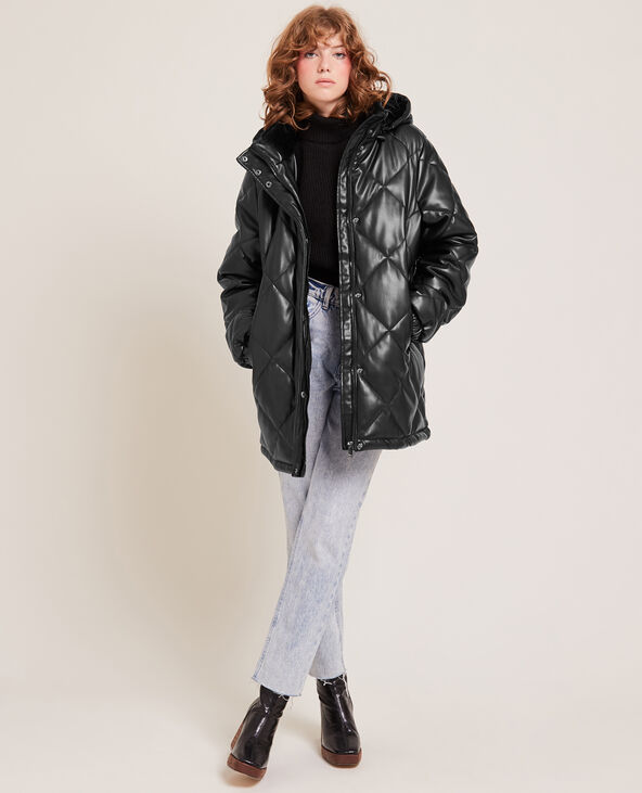 Manteau simili matelassé noir - Pimkie