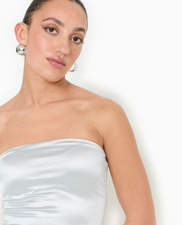 Top bustier bandeau en maille brillante argenté - Pimkie