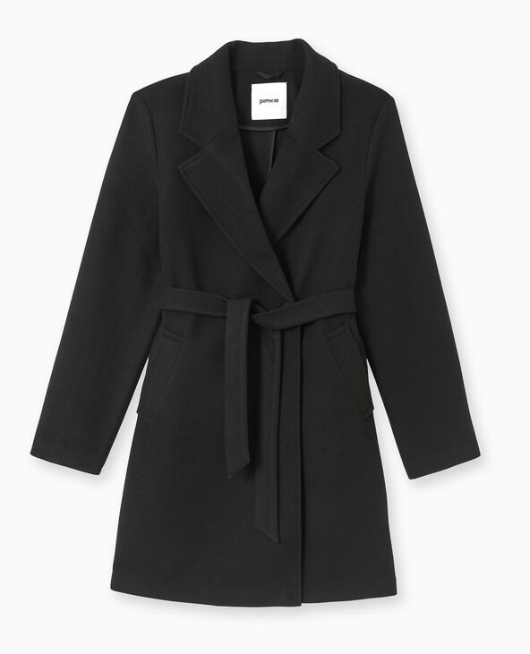 Manteau mi-long avec ceinture noir - Pimkie