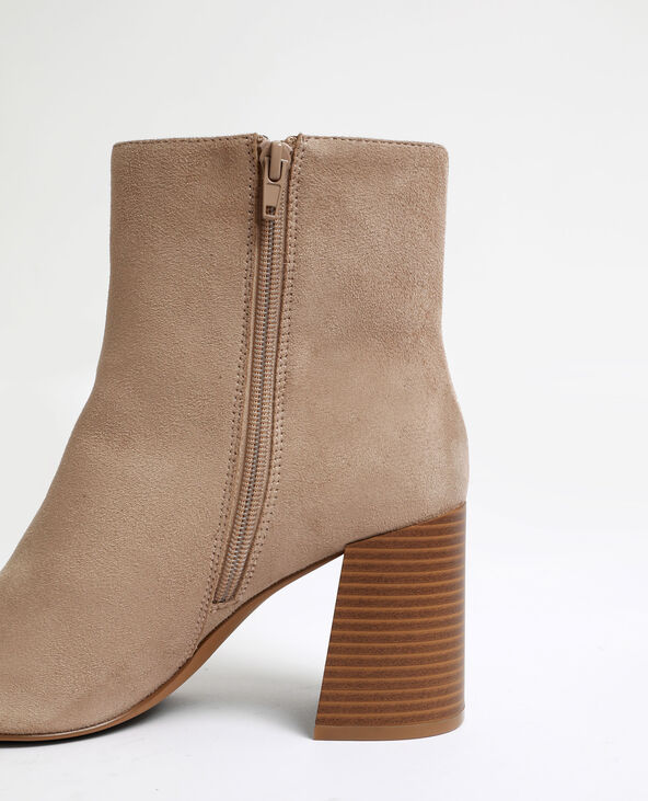 Bottines en microfibre beige - Pimkie