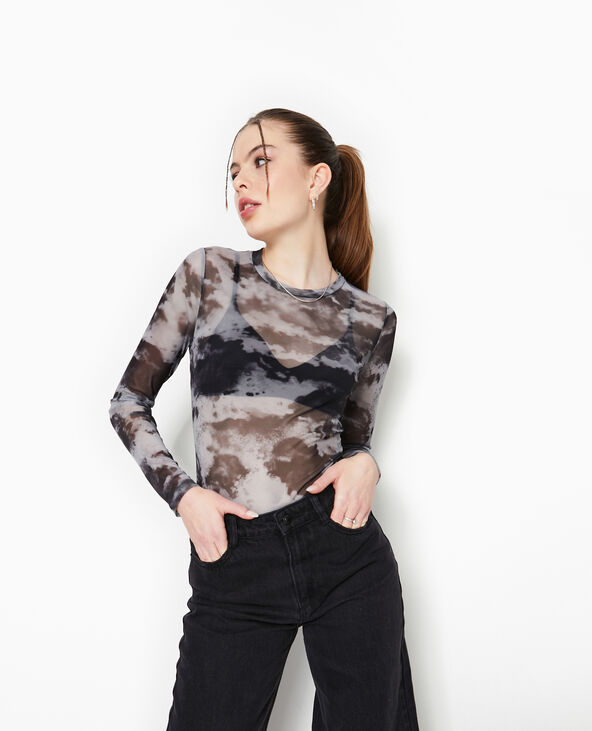 Body manches longues en tulle gris - Pimkie