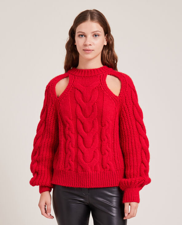 Pull grosse maille avec découpes rouge - Pimkie