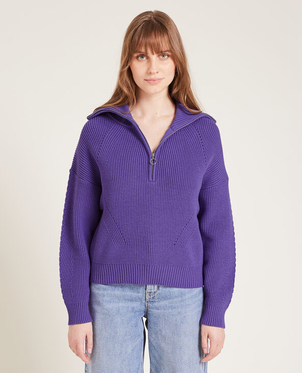 Pull en maille col zippe