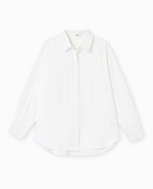 Chemise oversize avec lin blanc - Pimkie