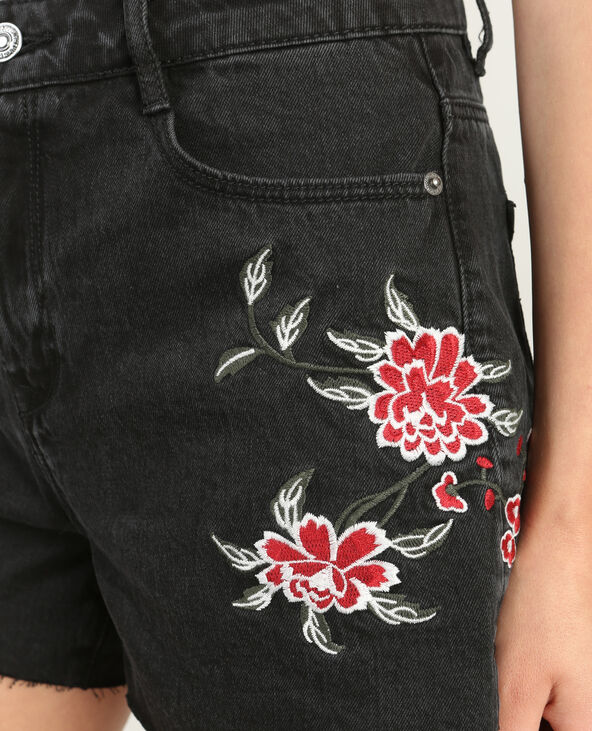 Short en jean brodé noir - Pimkie
