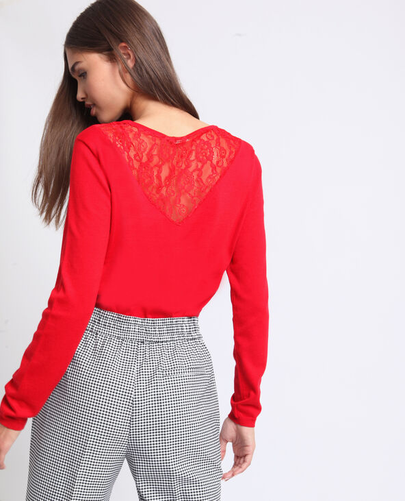 Pull dentelle bordeaux - Pimkie
