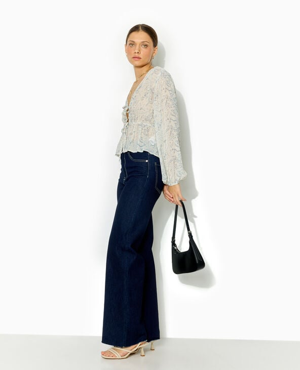 Blouse manches longues motif cachemire bleu - Pimkie