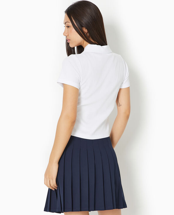Polo zippé en maille côtelée blanc - Pimkie