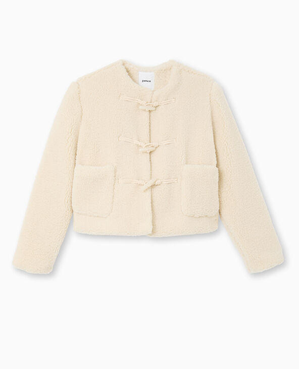 Manteau court en sherpa avec boutons duffle coat beige - Pimkie