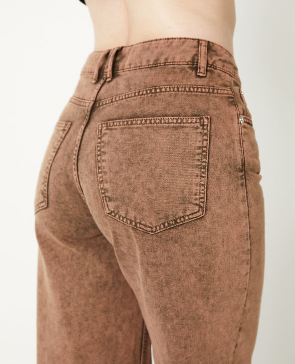 Jean droit taille basse effet délavé marron - Pimkie