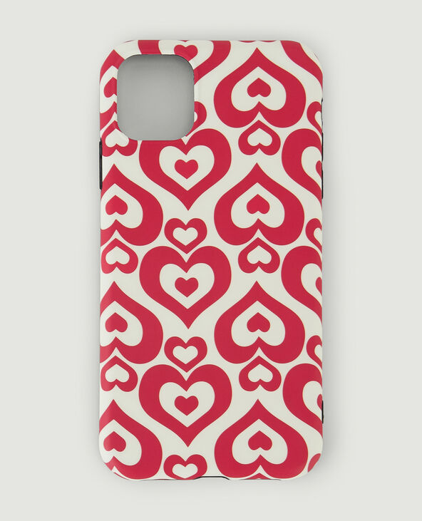 Coque iPhone "cœurs" rouge - Pimkie
