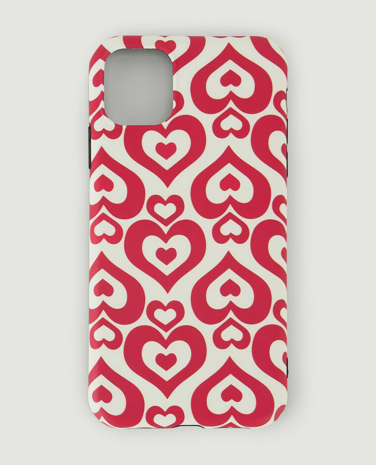 Coque iPhone "cœurs" rouge - Pimkie