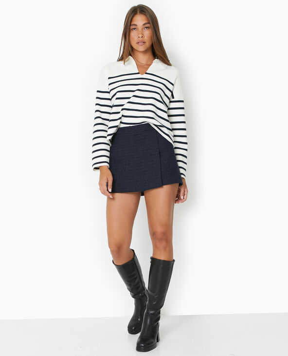 Jupe-short en tweed bleu marine - Pimkie