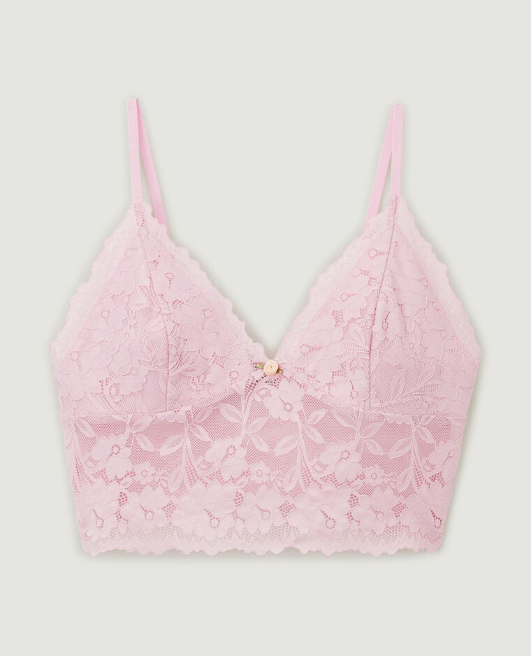 Top court en dentelle rose - Pimkie