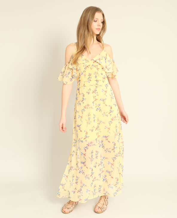 Robe longue jaune fleurie new arrivals