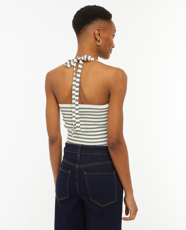 Dos-nu en maille tricot rayée blanc - Pimkie