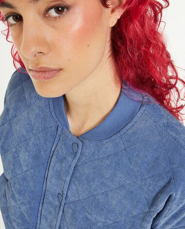 Veste quiltée en velours bleu - Pimkie