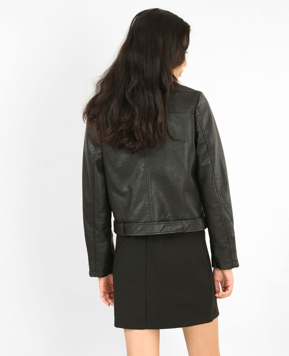 Veste biker bicolore noir - Pimkie