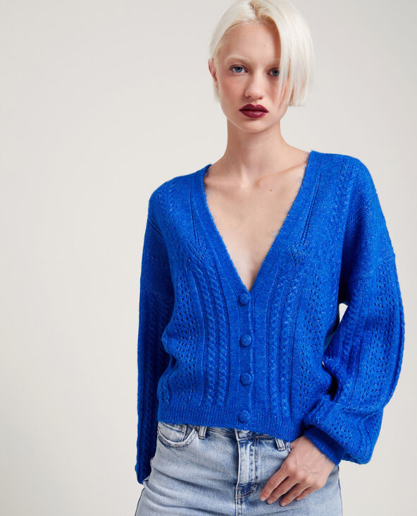 Gilet maille fantaisie bleu électrique - Pimkie