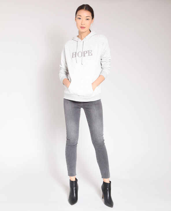 Sweat à capuche gris chiné - Pimkie