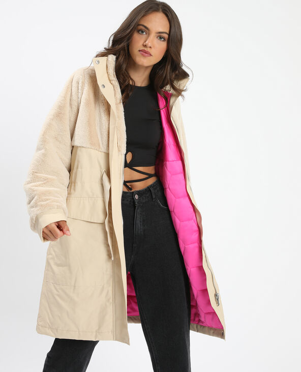 Parka longue bi-matière blanc - Pimkie