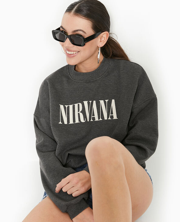 Sweat col rond Nirvana gris foncé - Pimkie
