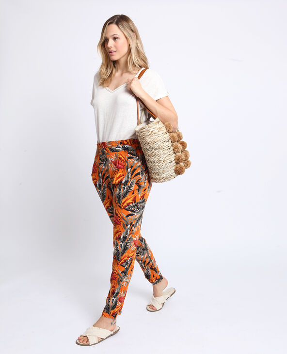 Pantalon à imprimé orange - Pimkie