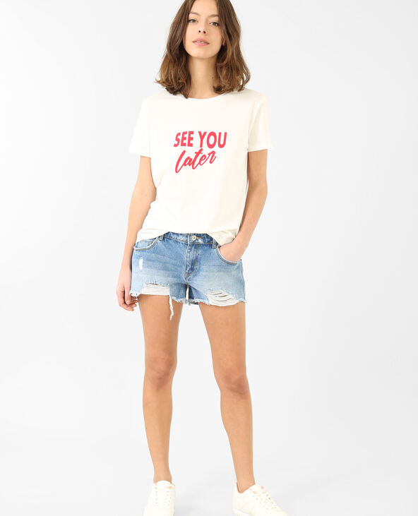 T-shirt à message blanc - Pimkie
