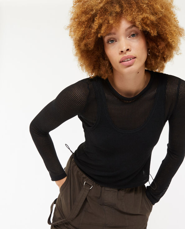 Top manches longues effet superposition noir - Pimkie