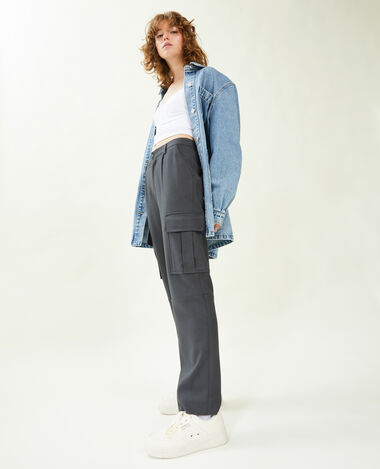 Pantalon cargo uni gris foncé - Pimkie