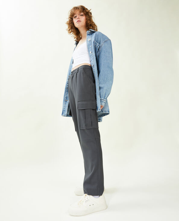 Pantalon cargo uni gris foncé - Pimkie