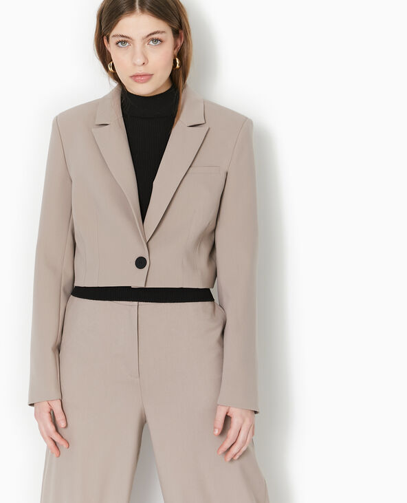 Veste blazer courte avec pinces beige - Pimkie