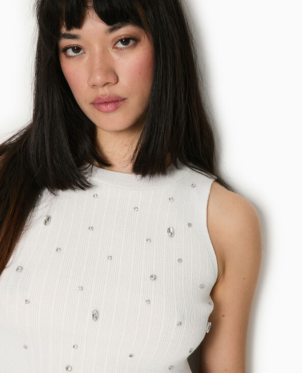 Top sans manches en maille avec strass blanc - Pimkie