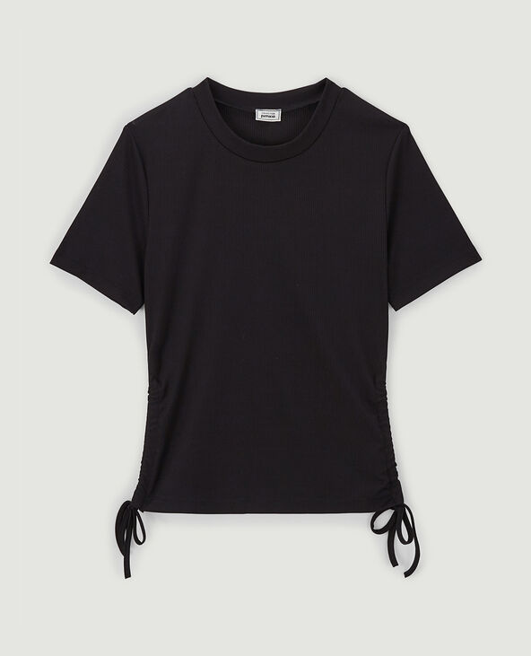 Top maille côtelée avec nœuds noir - Pimkie