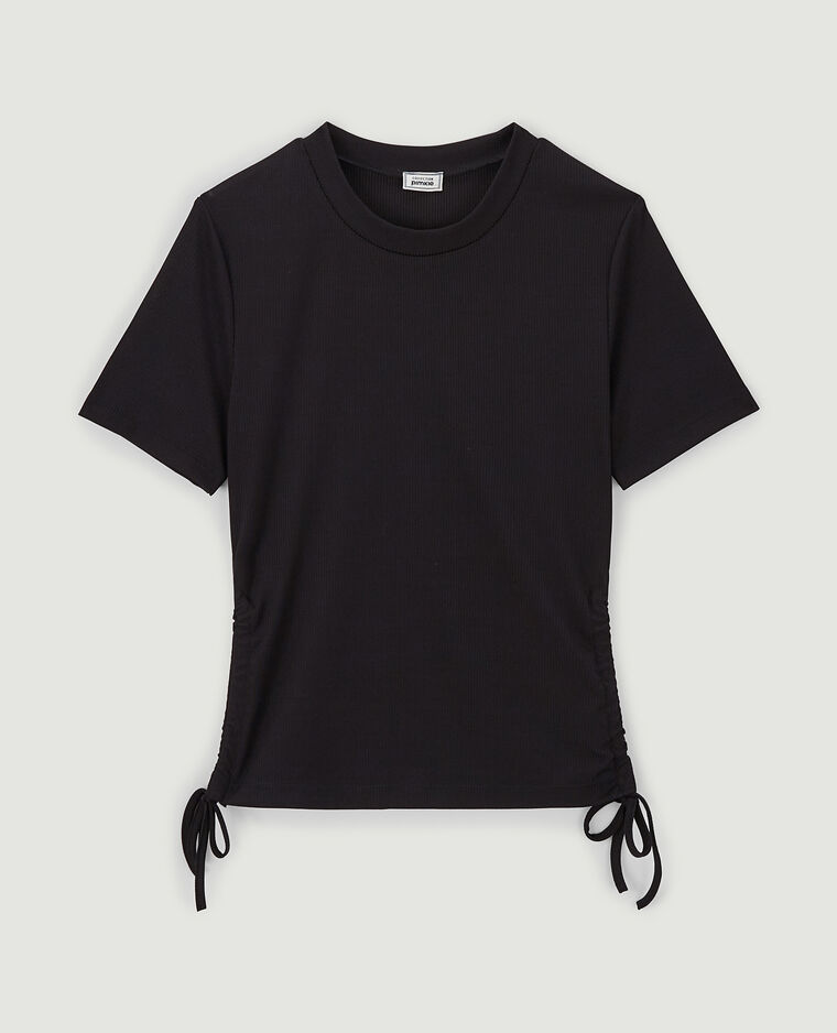 Top maille côtelée avec nœuds noir - Pimkie