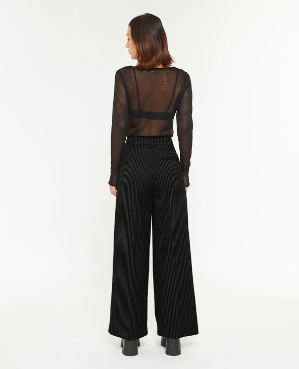 Pantalon large et droit rayures banquier noir - Pimkie