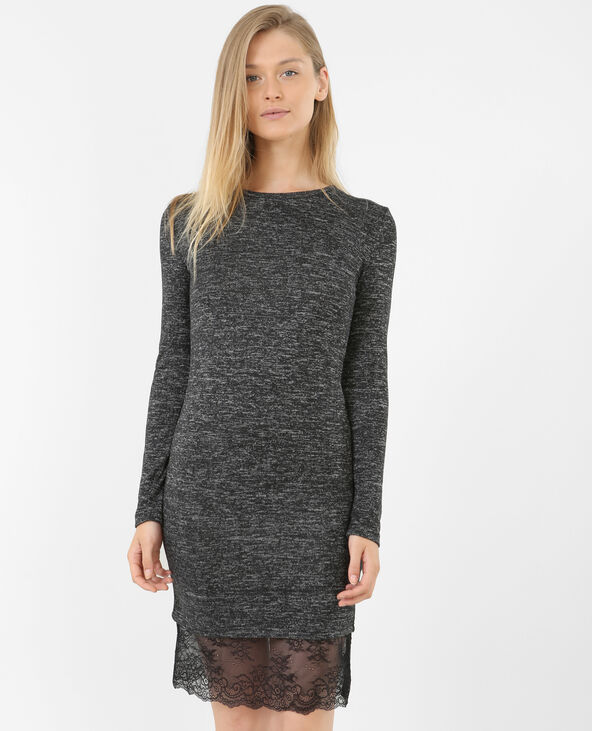 Robe moulante avec dentelle gris chiné - Pimkie