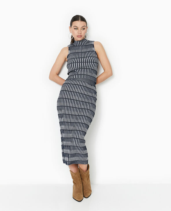 Jupe longue tube en maille fantaisie bleu - Pimkie