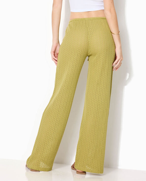 Pantalon ample en maille ajourée vert kaki - Pimkie