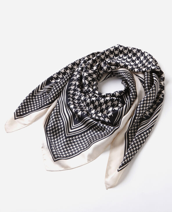 Foulard satiné pied de coq beige - Pimkie