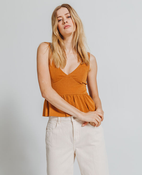 Crop top à volant camel - Pimkie