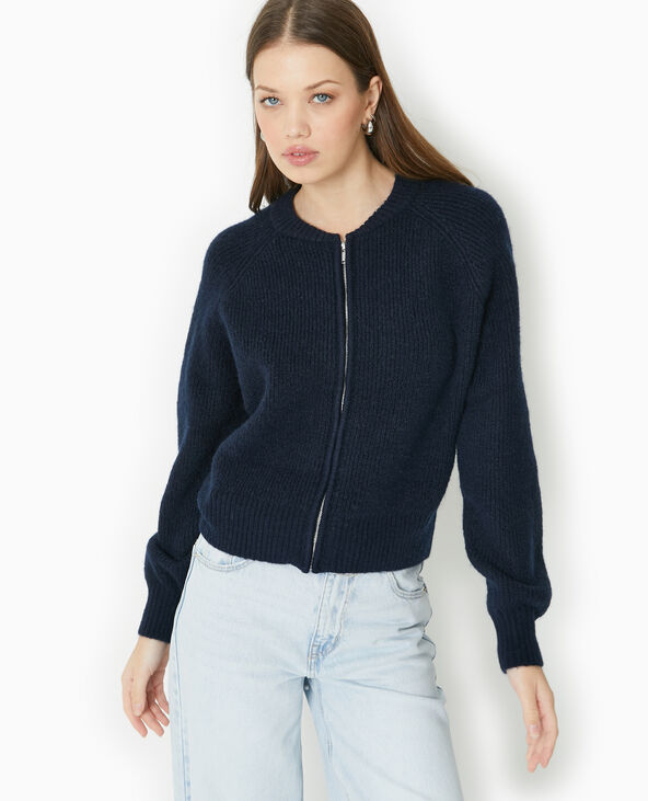 Gilet zippé en maille bleu marine - Pimkie