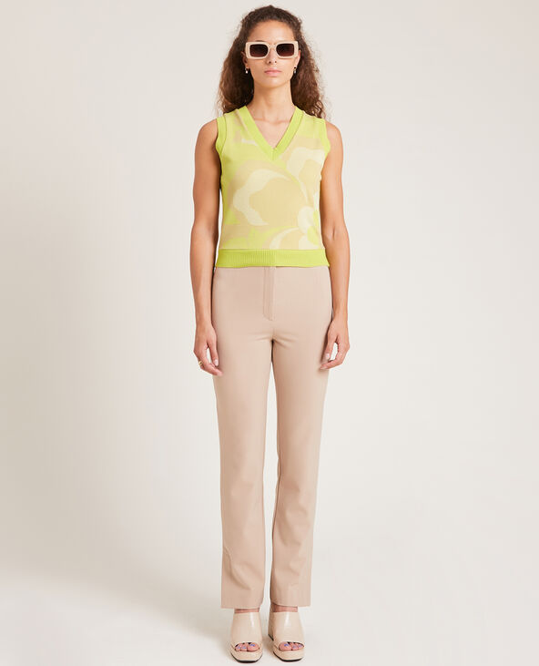 Top jacquard col V vert anis - Pimkie