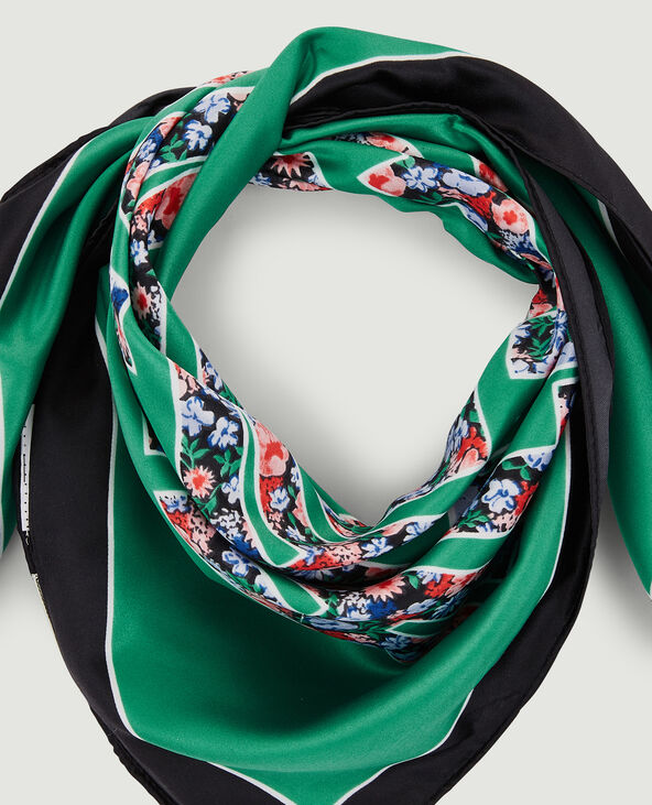 Foulard carré en tissu satiné vert - Pimkie