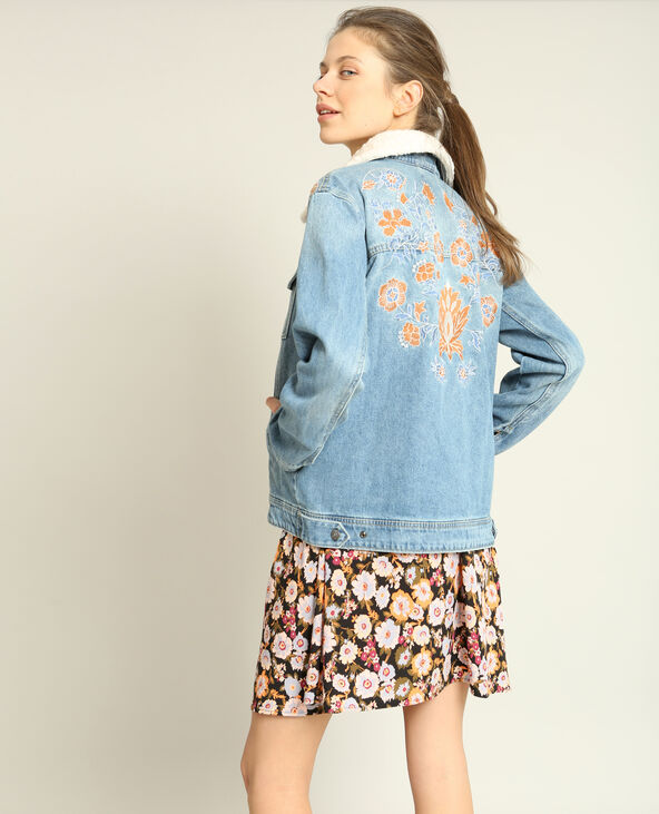 Manteau en jean avec fourrure sales