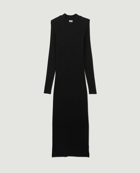 Robe longue en maille côtelée noir - Pimkie