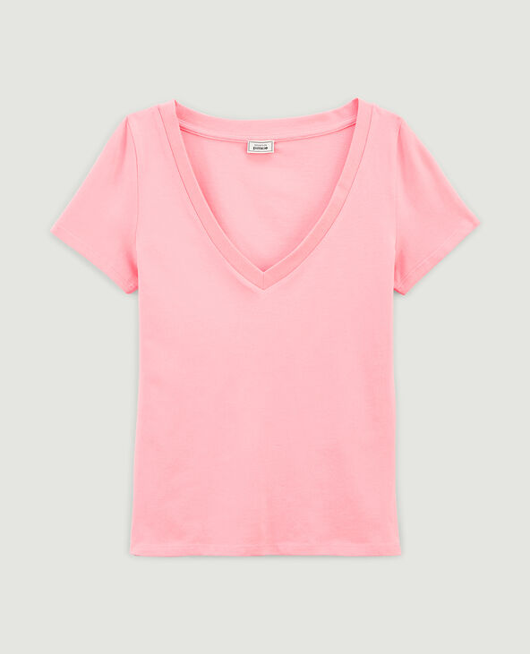 T-shirt basique col V rose - Pimkie