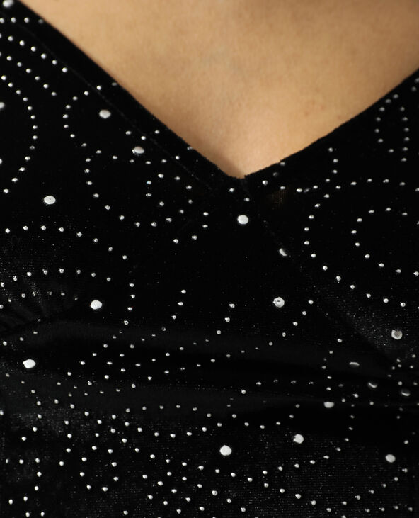 Haut avec strass en velours noir - Pimkie