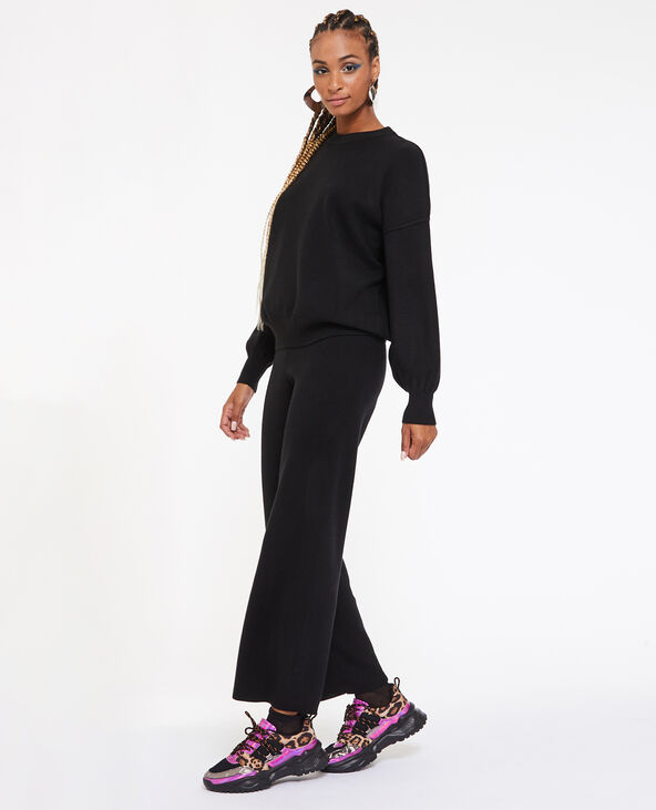 Pantalon en maille large et droit noir - Pimkie